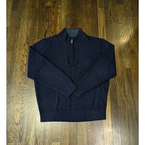 Jos A Bank Lambs Wool Blend 1/4 Zip Sweater Men's Medium Navy Blue Quiet Luxury